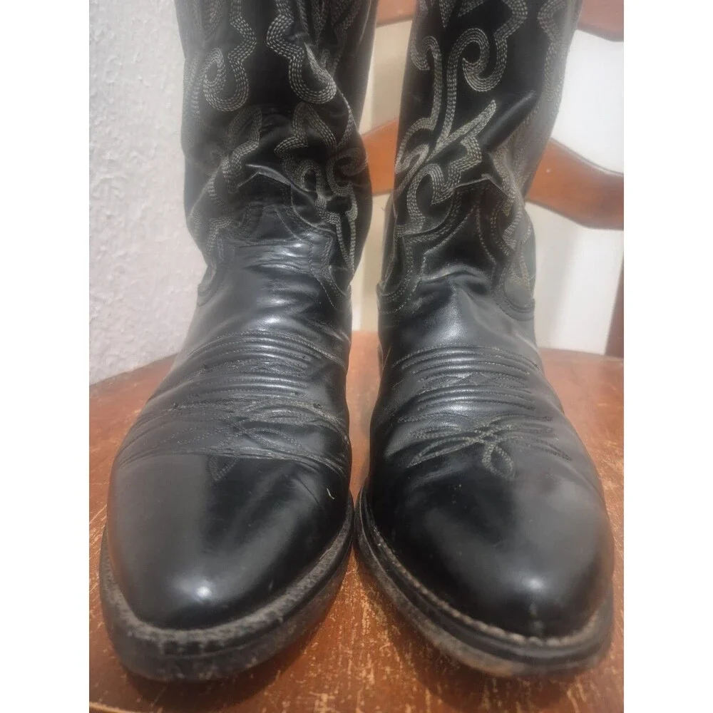 Justin Boots Men's 8EE Black Cowboy Boots Leather Western Style 1409